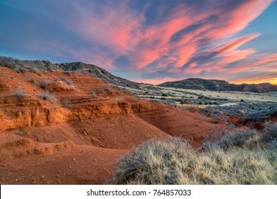 Sunset over Red Mountain Open Space in northern Colorado, fall scenery