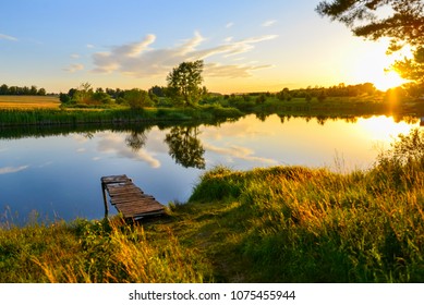 sunset over the river