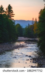 A sunset over a river