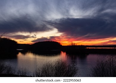 Sunset Over The River Irtysh