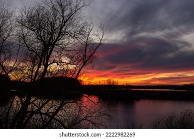 Sunset Over The River Irtysh