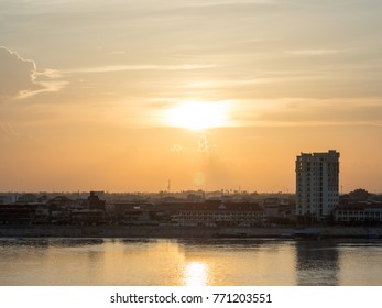 Sunset Over The River In Kampong Cham