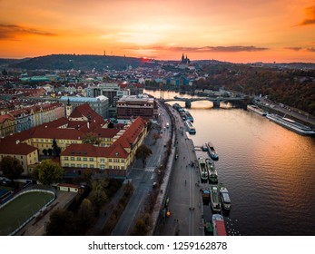 Sunset over river Vltava 