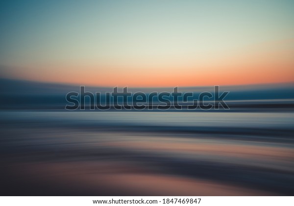 Sunset over the sea, abstract seascape\
background, line art, soft blur, water\
surface