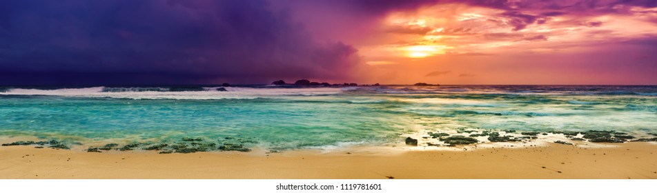 Sunset over the sea. Amazing landscape. Sri Lanka panorama - Shutterstock ID 1119781601