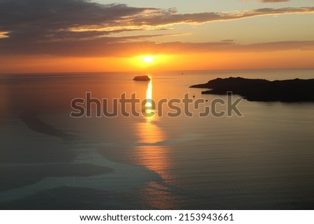 Sunset over the Sea of Crete, Santorini, Greece