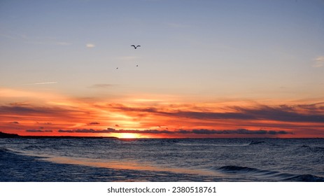 sunset over the sea, dramatic sky