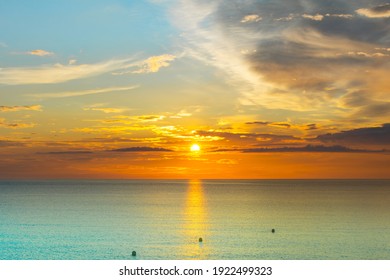Sunset over the sea in summer