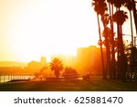 Sunset over the seafront of Long Beach, California