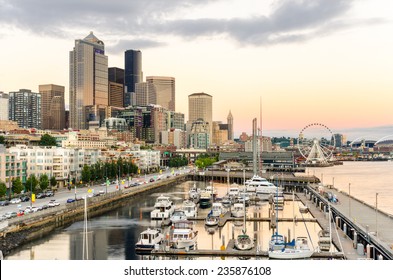 Sunset Over Seattle Waterfront