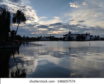 Sunset Over The Seven Seas Lagoon Looking At The Grand Floridian Resort