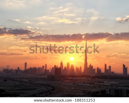 Sunset over Sheikh Zayed Road, Dubai