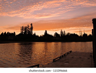 Sunset Over Silver Lake, Everett, Washington