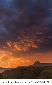 Sunset Over Sleeping Beauty Mountain In Riversdale South Africa 