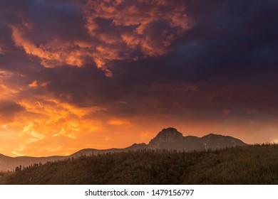 Sunset Over Sleeping Beauty Mountain In Riversdale South Africa 