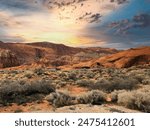 Sunset over Snow Canyon State Park in Utah.