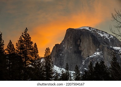 Sunset Over A Snowy El Capitan In Yosemite