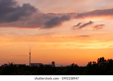 Sunset Over Sokolniki Park. Moscow