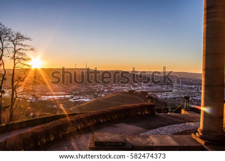 Sunset over Stuttgart, Germany.