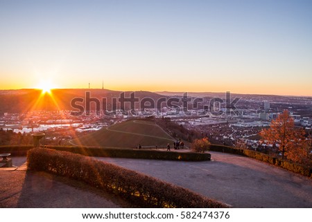 Sunset over Stuttgart, Germany.