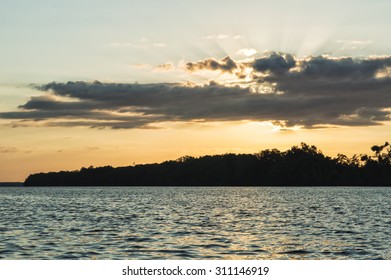 Sunset Over The Suriname River,Suriname South America