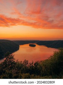 Sunset Over The Susquehanna River, From Pinnacle Overlook In Holtwood, Lancaster County, Pennsylvania