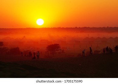 Sunset Over Thar Desert In India