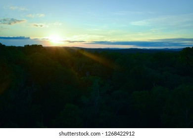 Sunset Over The Tikal National Park In Guatemala