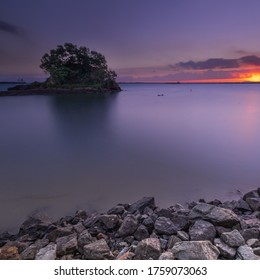 Sunset Over Tiny Island In Balikpapan Borneo Indonesia