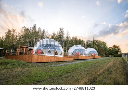 Sunset over the vineyard domes