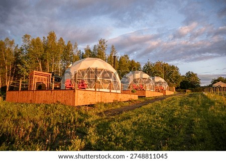 Sunset over the vineyard domes