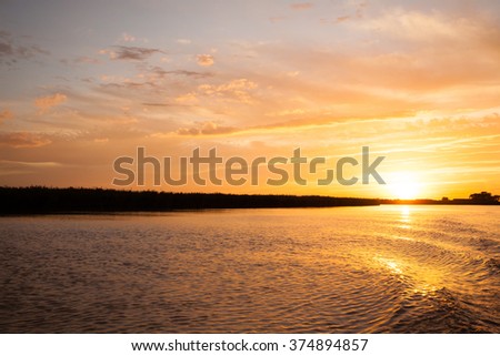 Image, Stock Photo Sunset over sea