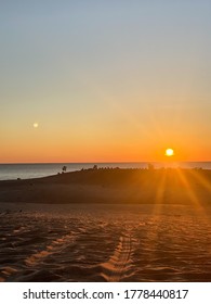 Sunset Over Water From Silver Lake Sand Dunes