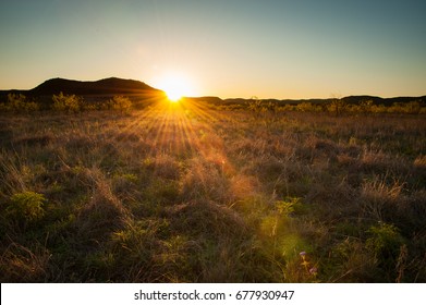 Sunset over west Texas scrubland 