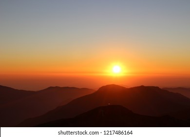 sunset overlooking the Black sea and the Caucasus mountains from the top of Rose Peak - Shutterstock ID 1217486164