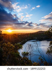 Sunset overlooking the Blue Lake, Mount Gambier, South Australia.