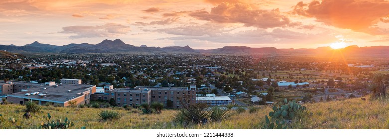 Sunset Panorama Of Alpine And Sul Ross State University - Brewster County - Far West Texas