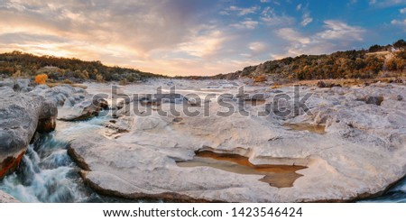 Sunset Panorama of the Pedernales River at Pedernales Falls State Park - Jonhson City Hill Country