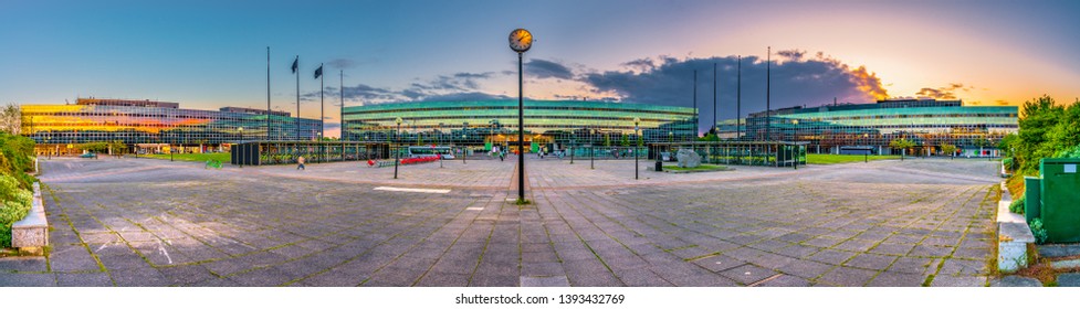 Sunset Panorama Of Station Square In Milton Keynes, England