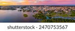 Sunset panorama view of Finnish town Oulu.