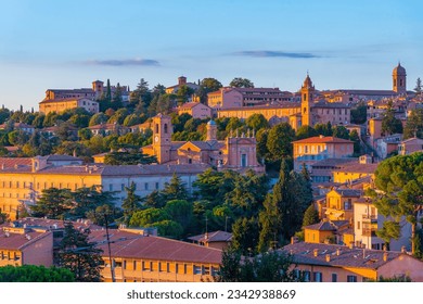 Sunset panorama view of Italian town Perugia. - Shutterstock ID 2342938869