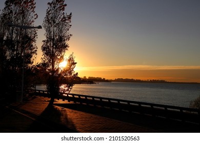 Sunset In Parque De La Memoria - Monument To The Victims Of State Terrorism