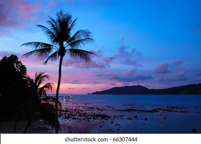 Sunset at the Patong beach,  Phuket, Thailand