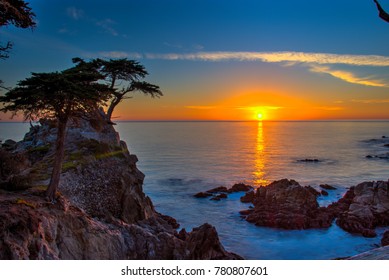 Sunset At Pebble Beach - Carmel By The Sea - California. 