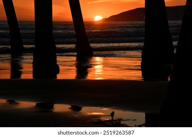 Sunset Pismo Beach Pier Ocean Reflection - Powered by Shutterstock