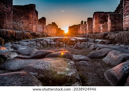 Sunset in Pompeii Ancient City