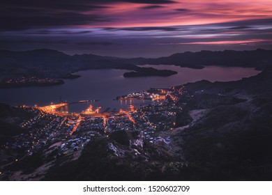 Sunset At Port Hills, Christchurch, New Zealand