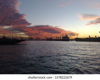 Sunset From Port Said City Of Egypt