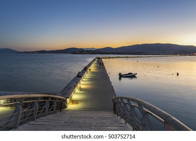 Sunset At The Port Of Volos City, The Capital Of The Magnesia Regional Unit.