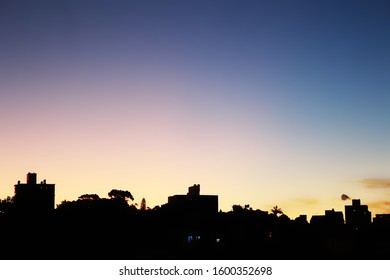 Sunset In Porto Alegre City,  Brazil - City Sillhouette